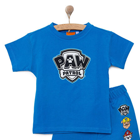 PAW Patrol - NICKELODEON Erkek Bebek Tişört-Şort 2li Takım Bisiklet Yaka Reçme Paça Kısa Kol Mavi