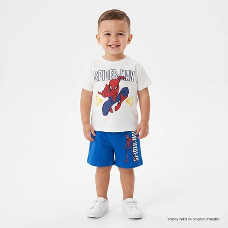 Marvel Erkek Bebek Lisans Tişört-Şort Lisans Baskılı Bisiklet Yaka Short Sleeve Reçme