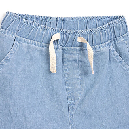 HelloBaby Erkek Bebek Şort Denim Cosmic Line Reçme Paça Mavi