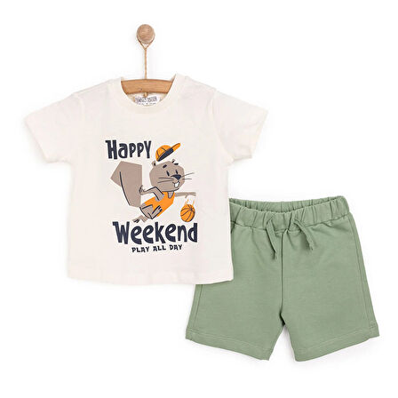 HelloBaby Varsity Erkek Tshirt-Şort Erkek Bebek
