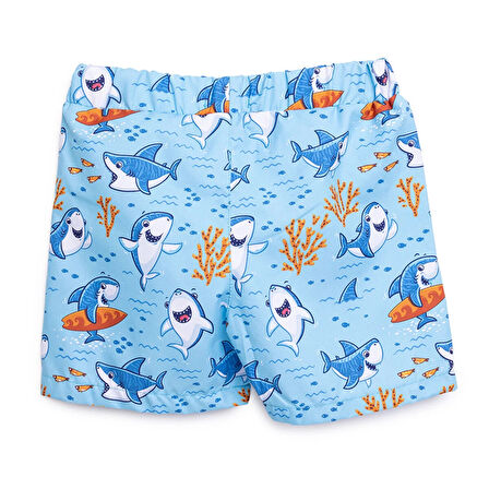 HelloBaby Erkek Bebek UV Koruma Şort Mayo Köpekbalığı Desen İpli Micro Kumaş