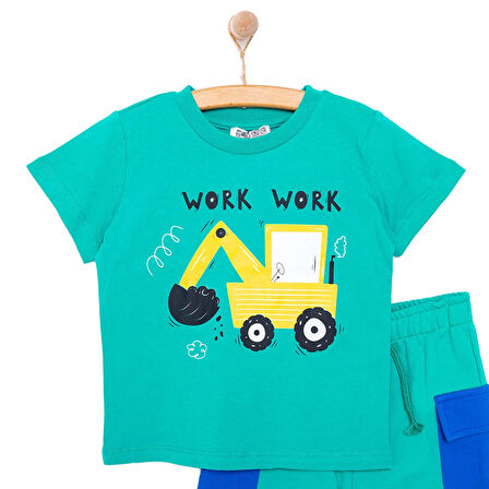HelloBaby Cars&Roads Kepçe Baskılı Erkek Tshirt-Şort Erkek Bebek