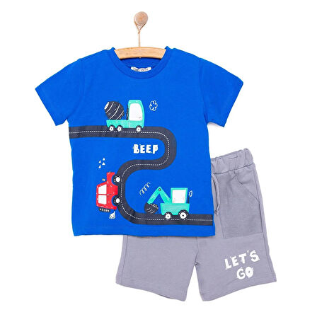 HelloBaby Cars&Roads Yol Baskılı Erkek Tshirt-Şort Erkek Bebek