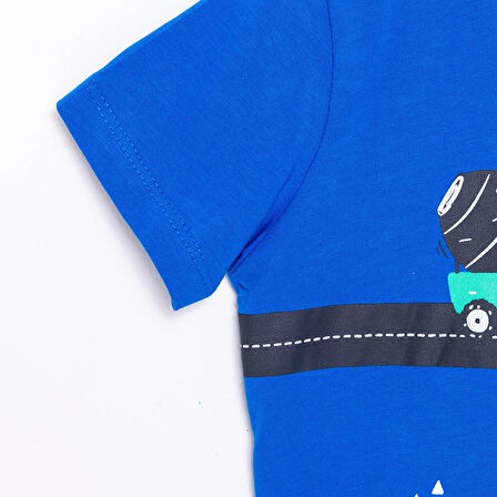 HelloBaby Cars&Roads Yol Baskılı Erkek Tshirt-Şort Erkek Bebek