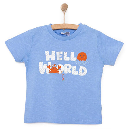 HelloBaby Under the Sea Wave Hello Yazı Baskılı Erkek Tshirt Erkek Bebek
