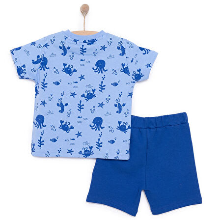 HelloBaby Under the Sea Deniz Kabuğu Baskılı Erkek Tshirt-Şort Erkek Bebek