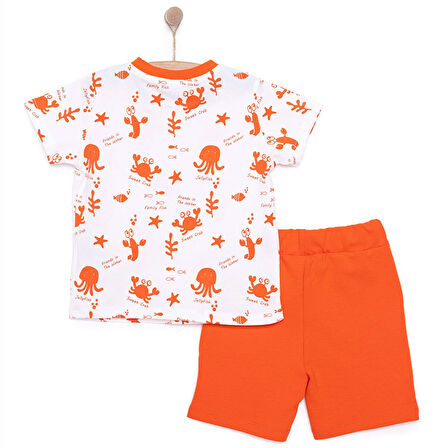 HelloBaby Under the Sea Yengeç Baskılı Erkek Tshirt-Şort Erkek Bebek