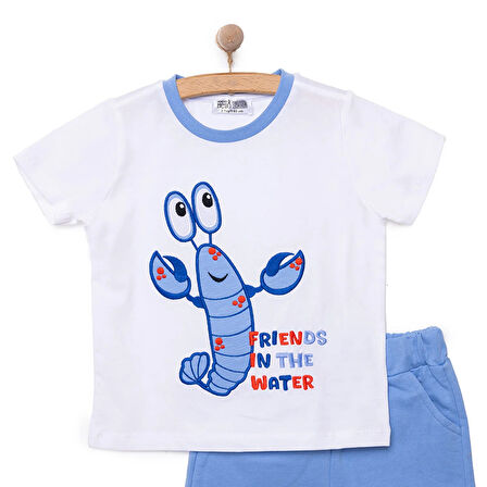 HelloBaby Under the Sea Istakoz Baskılı Erkek Tshirt-Şort Erkek Bebek