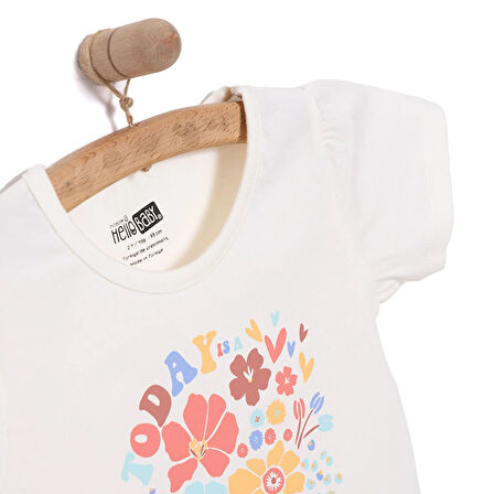 HelloBaby Basic Kız Çiçek Baskılı T-Shirt Kız Bebek