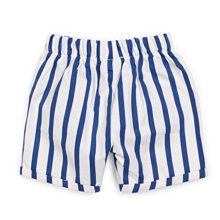 HelloBaby Erkek Bebek Şort Under the Sea Çizgili Reçme Paça Mavi