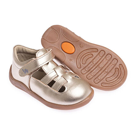 BabyWalk Kız Bebek Sandalet Deri Cırt Cırtlı