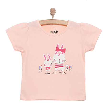 HelloBaby Basic Kız Tavşan Baskılı T-Shirt Kız Bebek