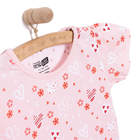 HelloBaby Basic Kız Meyve Yiyen Kedi Desenli T-Shirt Kız Bebek
