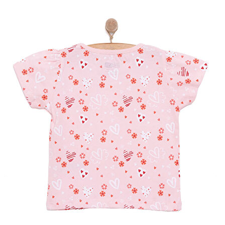 HelloBaby Basic Kız Meyve Yiyen Kedi Desenli T-Shirt Kız Bebek