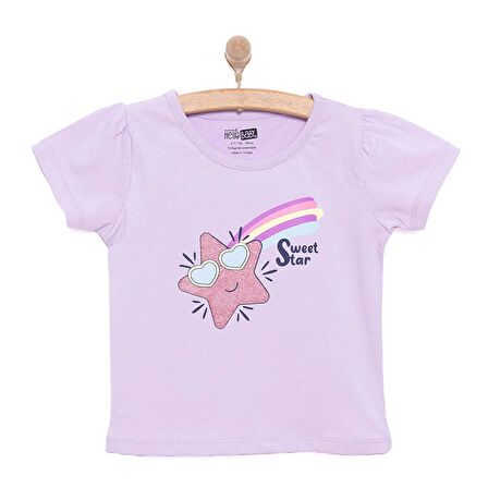 HelloBaby Basic Kız Kayan Yıldız Baskılı T-Shirt Kız Bebek