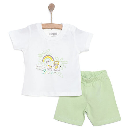 HelloBaby Baskılı 2 ip Yenidoğan Erkek Tshirt-Şort Erkek Bebek