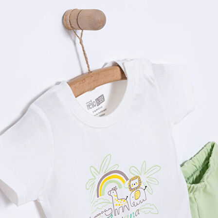 HelloBaby Baskılı 2 ip Yenidoğan Erkek Tshirt-Şort Erkek Bebek