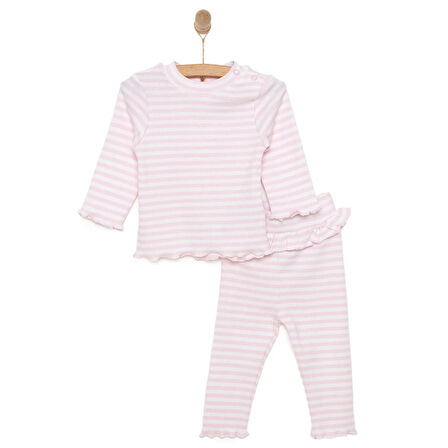 HelloBaby Yenidoğan Çizgili Unisex Sweatshirt-Patiksiz Alt 2li Takım Kız Bebek