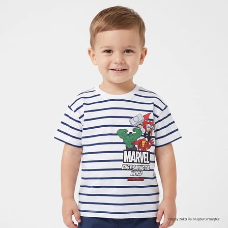 Marvel Erkek Bebek Lisans Tişört Sayılar Baskılı Bisiklet Yaka Short Sleeve