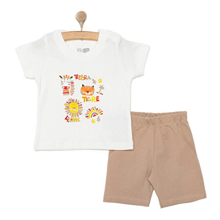 HelloBaby Baskılı 2 ip Yenidoğan Erkek Tshirt-Şort Erkek Bebek