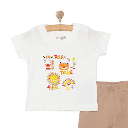 HelloBaby Baskılı 2 ip Yenidoğan Erkek Tshirt-Şort Erkek Bebek