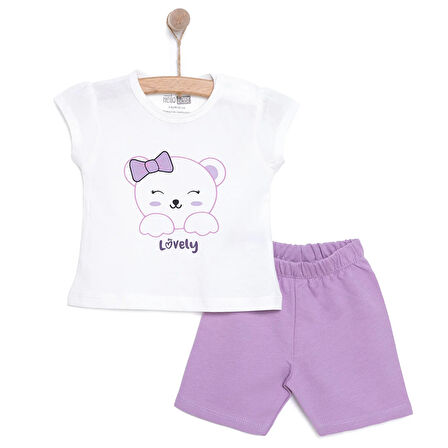 HelloBaby Baskılı 2 ip Yenidoğan Kız Tshirt-Şort Kız Bebek