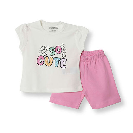 HelloBaby Baskılı 2 ip Yenidoğan Kız Tshirt-Şort Kız Bebek