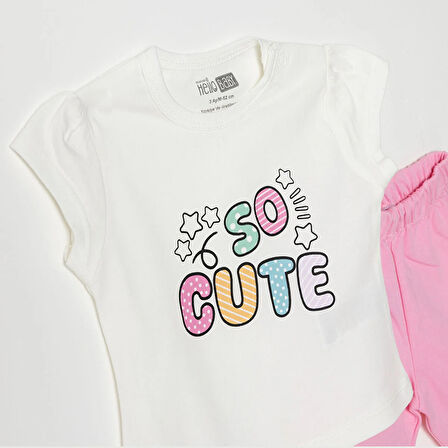 HelloBaby Baskılı 2 ip Yenidoğan Kız Tshirt-Şort Kız Bebek