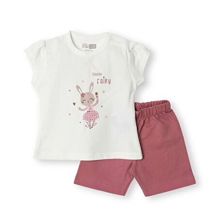 HelloBaby Baskılı 2 ip Yenidoğan Kız Tshirt-Şort Kız Bebek