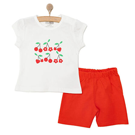 HelloBaby Baskılı 2 ip Yenidoğan Kız Tshirt-Şort Kız Bebek