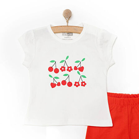 HelloBaby Baskılı 2 ip Yenidoğan Kız Tshirt-Şort Kız Bebek