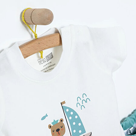 HelloBaby Baskılı Empirme 2 ip Yenidoğan Erkek Tshirt-Şort Erkek Bebek