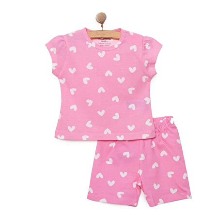 HelloBaby Baskılı Empirme 2 ip Yenidoğan Kız Tshirt-Şort Kız Bebek