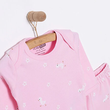 HelloBaby Kız Pembe Ördek Body-Patiksiz Alt Kız Bebek