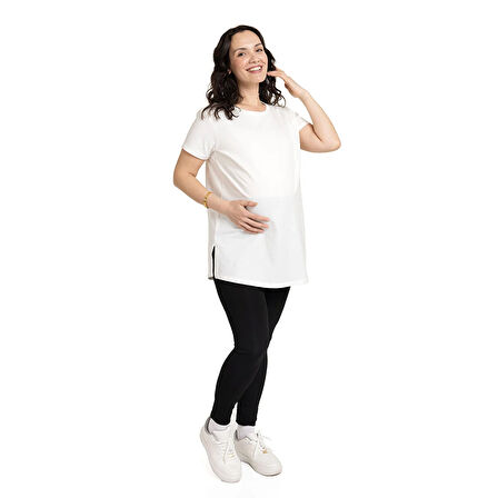 baby mom Hamile Kısa Kol Yırtmaçlı Tshirt