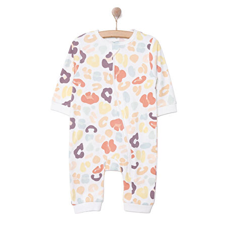 HelloBaby Kız Kız Dino Desenli Fermuarlı Patiksiz Tulum Kız Bebek