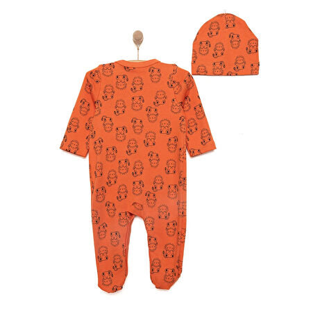 HelloBaby Yenidoğan Hayvanlar Baskılı Erkek Tulum-Şapka Erkek Bebek