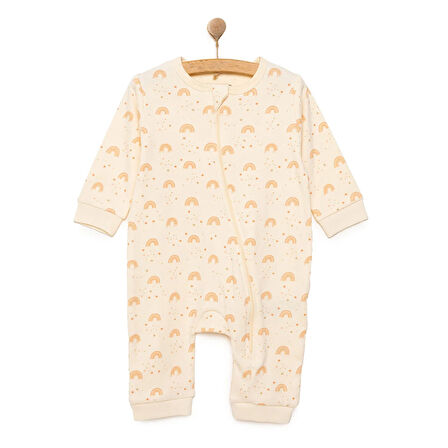 HelloBaby Kız Gökkuşağı Desenli  Fermuarlı Patiksiz Tulum Kız Bebek