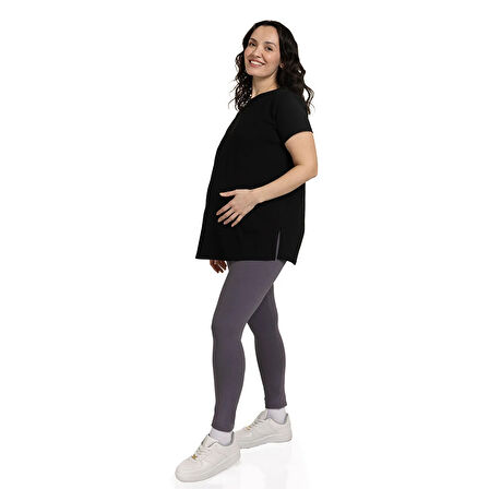 baby mom Hamile Kısa Kol Yırtmaçlı Tshirt