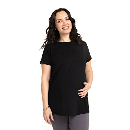 baby mom Hamile Kısa Kol Yırtmaçlı Tshirt