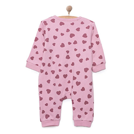 HelloBaby Kız Kalp Desenli  Fermuarlı Patiksiz Tulum Kız Bebek