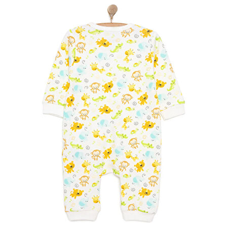HelloBaby Erkek Sevimli Hayvan Desenli Fermuarlı Patiksiz Tulum Erkek Bebek
