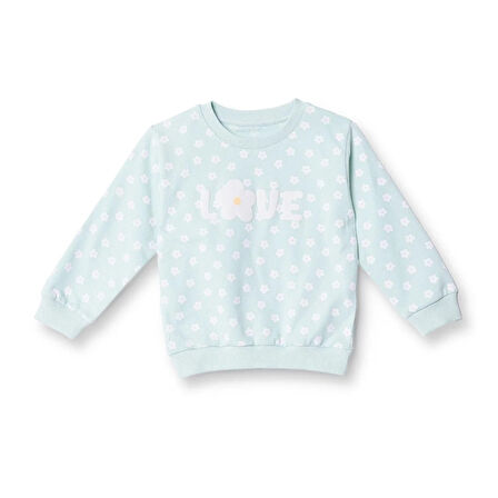 HelloBaby Kız Bebek Sweatshirt Şardonlu Bisiklet Yaka Uzun Kol