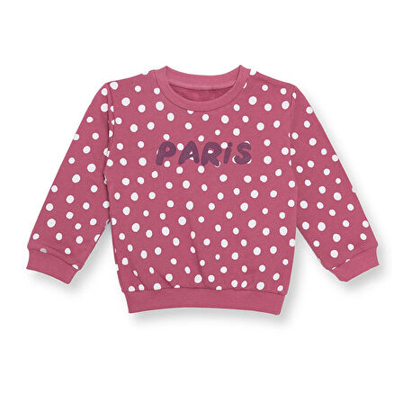 HelloBaby Kız Bebek Sweatshirt Şardonlu Bisiklet Yaka Uzun Kol