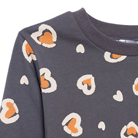 HelloBaby Kız Bebek Sweatshirt Şardonlu Bisiklet Yaka Uzun Kol