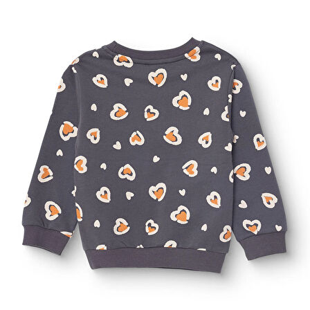 HelloBaby Kız Bebek Sweatshirt Şardonlu Bisiklet Yaka Uzun Kol