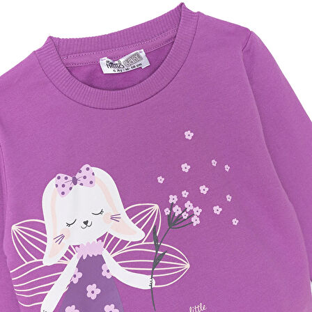 HelloBaby Kız Bebek Sweatshirt Bisiklet Yaka Uzun Kol