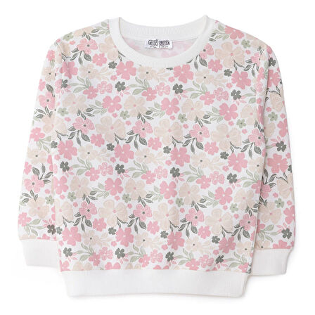 HelloBaby Kız Bebek Sweatshirt Çiçekli Bisiklet Yaka Uzun Kol