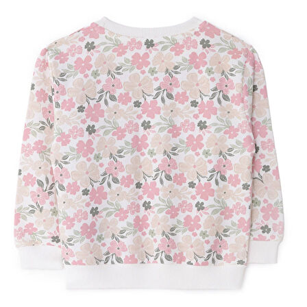 HelloBaby Kız Bebek Sweatshirt Çiçekli Bisiklet Yaka Uzun Kol