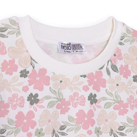 HelloBaby Kız Bebek Sweatshirt Çiçekli Bisiklet Yaka Uzun Kol